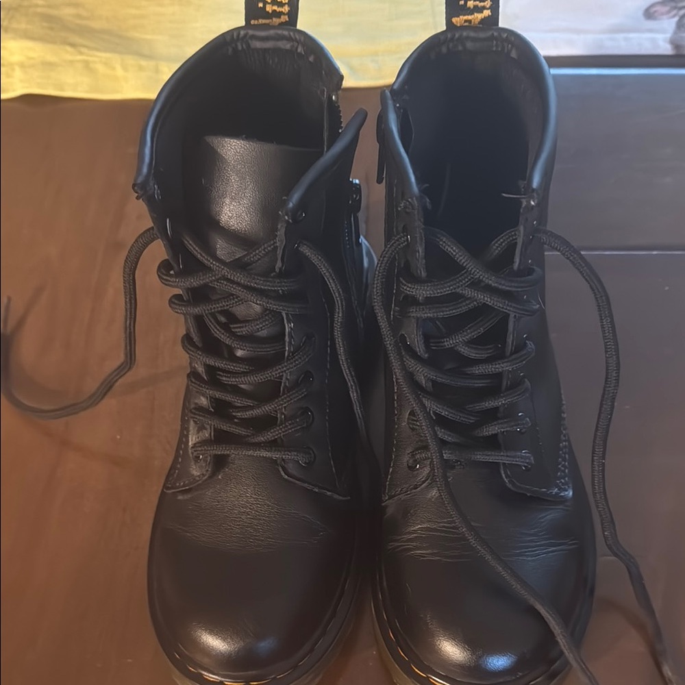 Black Leather Lace-Up Boots